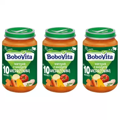 BoboVita Soczysta wieprzowina z warzywami po 10 miesicu Zestaw 3 x 190 g