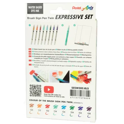Pentel Pisaki p�dzelkowe Brush SESW30-ST8LSPL 8 kolor�w