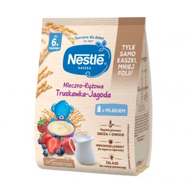 Nestle Kaszka mleczno-ryowa truskawka jagoda dla niemowlt po 6 miesicu 230 g