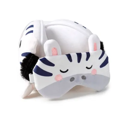 Puckator Pluszowa poduszka podr�na z opask� na oczy "Relaxeazzz" - Bali Zebra