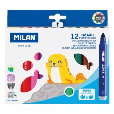 Milan Flamastry Maxi Super zmywalne 12 szt.
