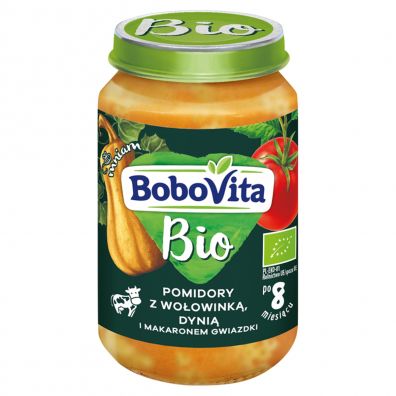 BoboVita Pomidory z woowink, dyni i makaronem gwiazdki po 8 miesicu 190 g Bio