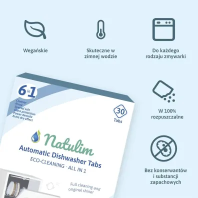 Natulim Eko tabletki do zmywarki 6w1 30 szt.