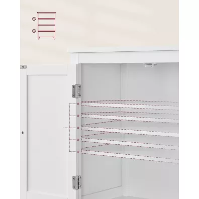 Songmics Szafka azienkowa z 4 drzwiami 110 cm biaa