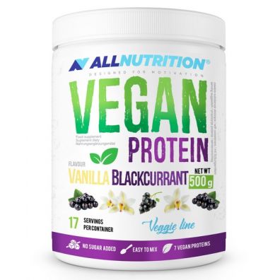 Allnutrition Odywka biakowa Vegan o smaku wanilii i czarnej porzeczki 500 g