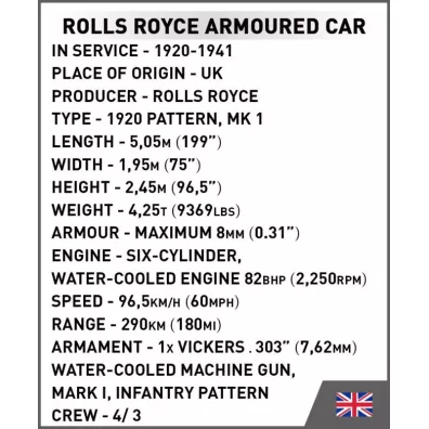 COBI 2988 Historical Collection Great War Rolls-Royce Armoured Car 1920 Pattern Mk I