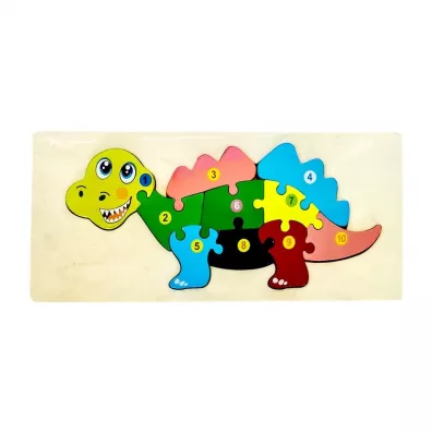Puzzle drewniane kids z cyframi Dinozaur MCD