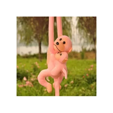 Maskotka ma�pka z dzieckiem r�owa 70cm LeanToys