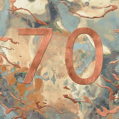 Museums & Galleries Karnet kwadrat z kopert Urodziny 70