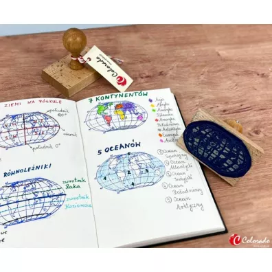 Stempel mapa �wiata - kontynenty i oceany Colorado
