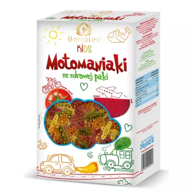 Bartolini Makaron (semolinowy z suszonymi warzywami) dla dzieci motomaniaki 250 g