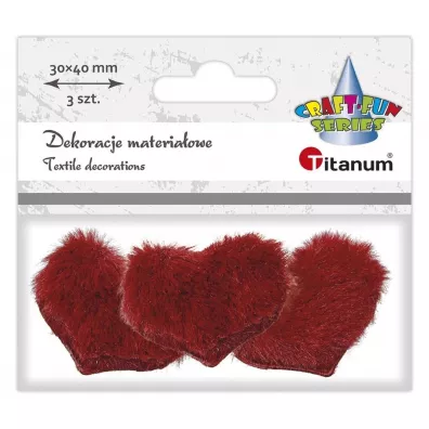Titanum Ozdoba materia�owa serca czerwone 3 x 4 cm