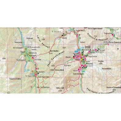 High Atlas Morocco trekking map 1:100 000 laminat 2024