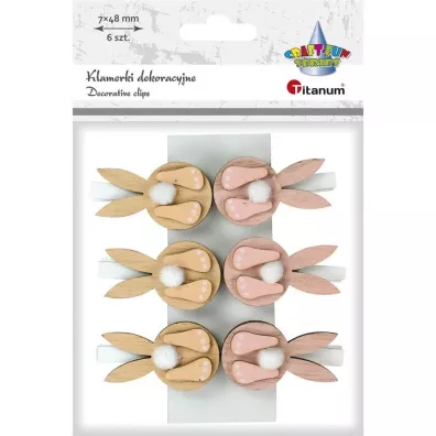 Titanum Ozdoba drewniana Klamerki zaj�czki 6 szt.