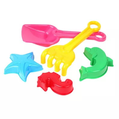 Zestaw zabawek opata + grabie + 3 foremki Technok