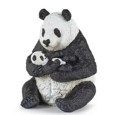 Panda z m�odym siedz�ca