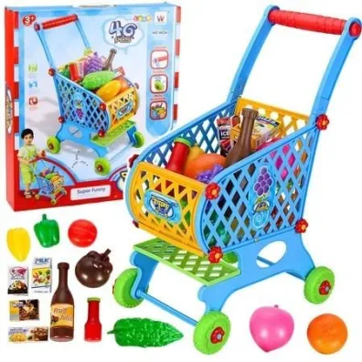 W�zek sklepowy z akcesoriami niebieski 46el 52cm LeanToys
