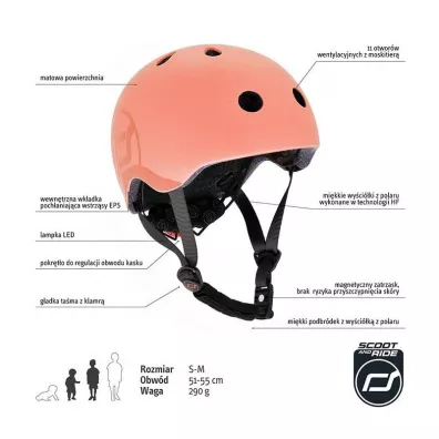 Kask S-M dla dzieci 3+ lat Peach Scootandride