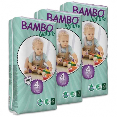 Bambo Nature Miesiczny zapas pieluch 4 Maxi (7-18 kg) 3 x 60 szt.