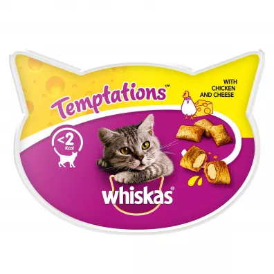 Whiskas Temptations z kurczakiem i serem. Karma uzupe�niaj�ca dla kot�w 60 g