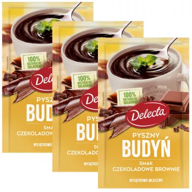 Delecta Pyszny Budy� o smaku czekoladowego brownie Zestaw 3 x 43 g