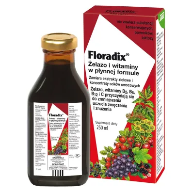 Floradix Zio�o-Piast �elazo i Witaminy Suplement diety 250 ml
