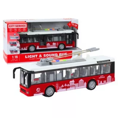 Trolejbus 1:16 z �wiat�em i d�wi�kiem LeanToys