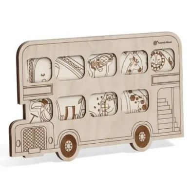 Puzzle drewniane - Czerwony autobus Sounds Wood
