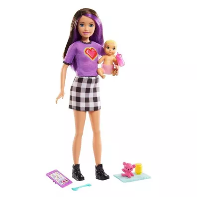 Barbie Opiekunka Lalka + bobas + akcesoria GRP11 Mattel