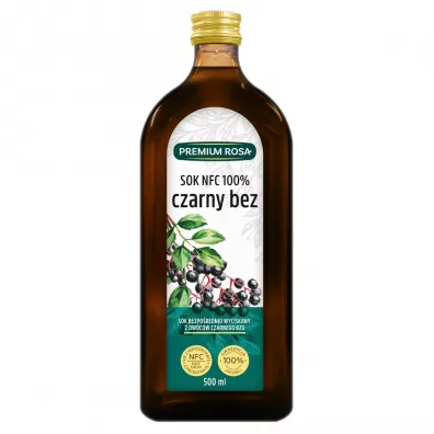 Premium Rosa Sok NFC z czarnego bzu 100% 500 ml