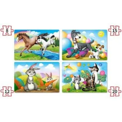 Puzzle maxi 4w1 - Mama i dzieci (8+12+15+20 el.) Castorland