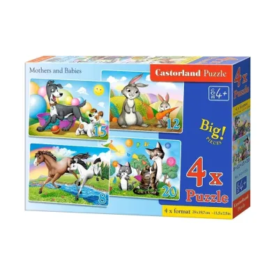 Puzzle maxi 4w1 - Mama i dzieci (8+12+15+20 el.) Castorland