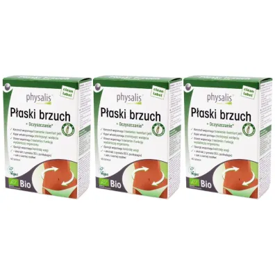 Physalis Tabletki na p�aski brzuch Suplement diety zestaw 3 x 45 tab. Bio
