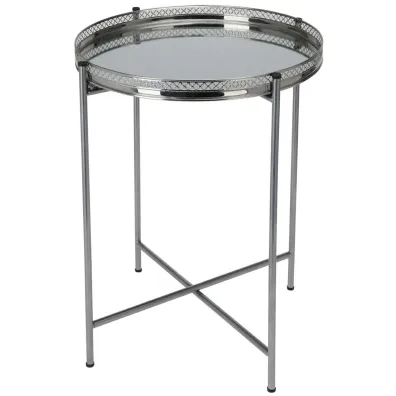 H&S Decoration Stolik boczny metalowy srebrny 36xh47 cm
