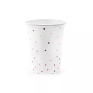 PartyDeco Kubeczki Kropki bia�e 260ml 6 szt.