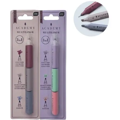 Interdruk Marker + zakre�lacze + cienkopis 3w1 Academy mix