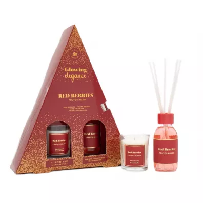 La Casa de los Aromas Zestaw patyczki zapachowe Czerwone Owoce + wieca zapachowa Czerwone Owoce 95 ml + 120 g