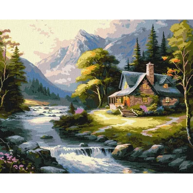 Ideyka Malowanie po numerach - Dom w g�rach 40x50cm
