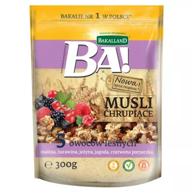 Bakalland Ba! Musli chrupi�ce z miodem 5 owoc�w le�nych 300 g