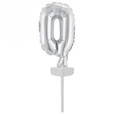 Amscan Balon foliowy mini cyfra 0 srebrna 7,5x12cm