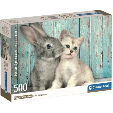 Puzzle 500 el. Compact Cat & Bunny Clementoni