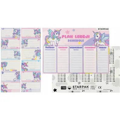 Plan lekcji A5 z naklejkami na zeszyt Unicorn STARPAK 553572