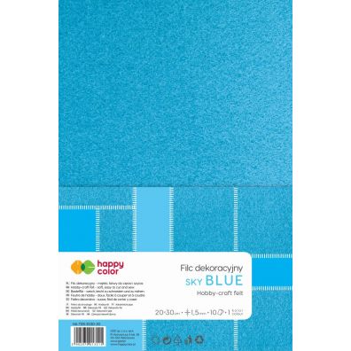 Happy Color Filc dekoracyjny, 20x30 cm, 1,5 mm, 10 arkuszy, bkitny bkitny 10 szt.