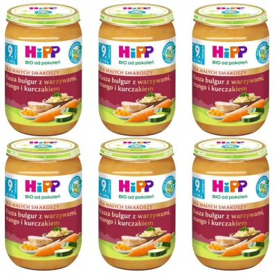 Hipp Dla Maych Smakoszy Kasza bulgur z warzywami mango i kurczakiem po 9. miesicu zestaw 6 x 220 g Bio
