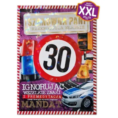Yeku Karnet Premium Mandat 30 urodziny damskie (24x33cm)
