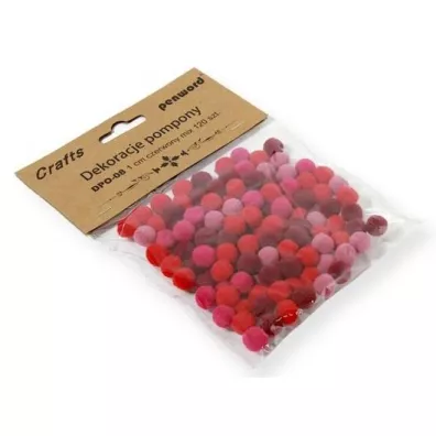 Penword Dekoracje pompony mix czerwony 1cm