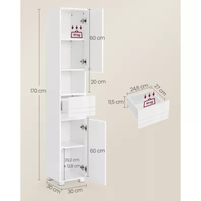 Songmics Wysoka i wska szafka azienkowa 170 cm