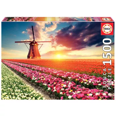 Puzzle 1500 el. Pole tulipan�w Educa