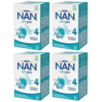 Nestle Nan Optipro 4 Mleko modyfikowane junior dla dzieci po 2. roku Zestaw 4 x 800 g