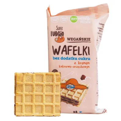 Super Fudgio Wafelki z kremem kakaowo-orzechowym bez dodatku cukru 120 g Bio